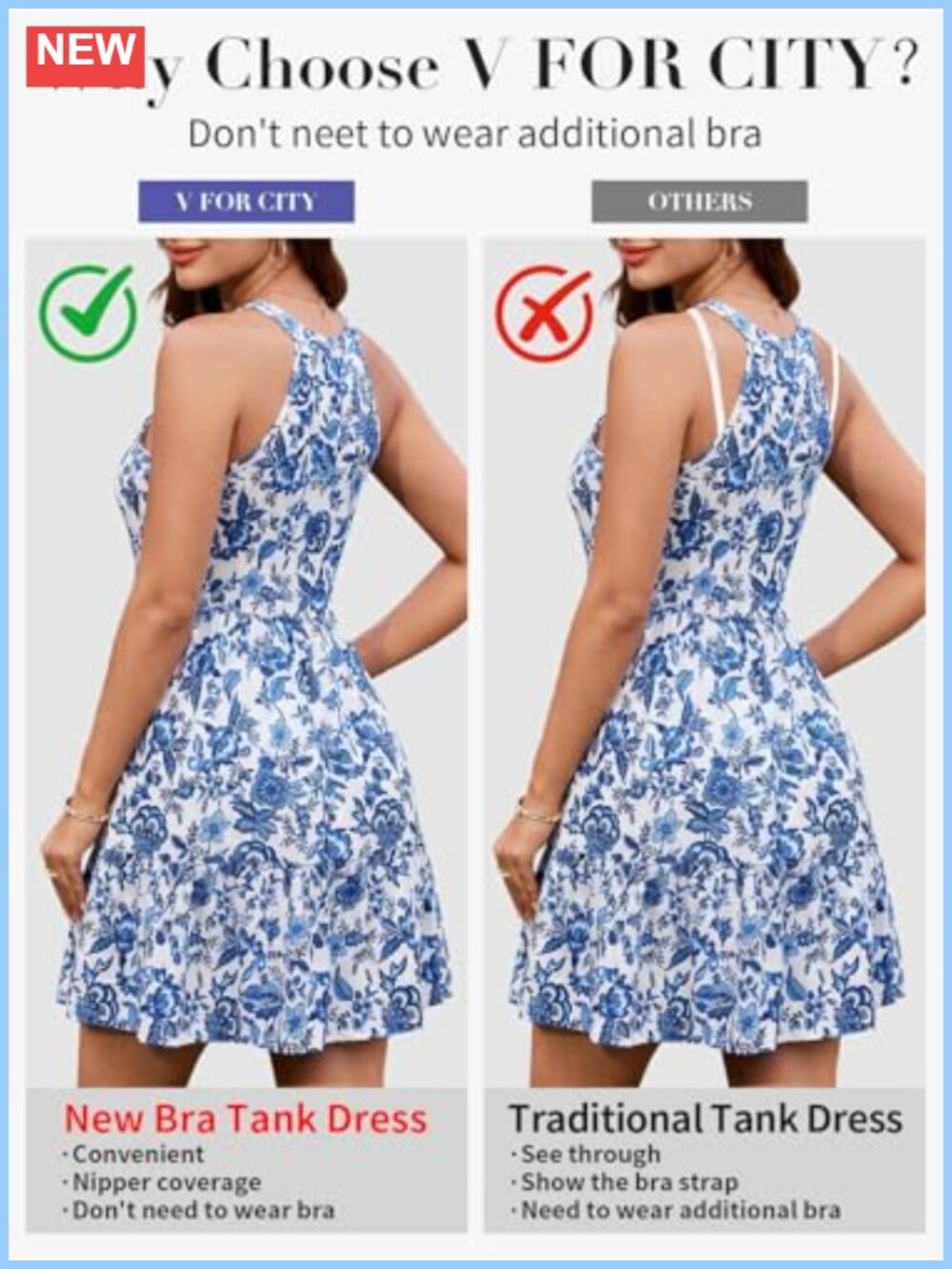 Built-in Bra Halter Sundress with Pockets Summer A-Line Dress - Picture 3 of 6